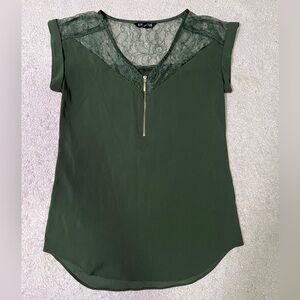 Express Women's Green Lace Top